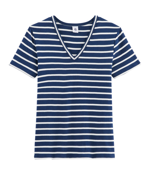 Camiseta ic&oacute;nica para mujer azul/blanco