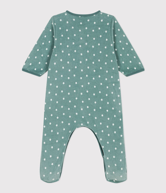 Pijama de terciopelo con estrellas para bebé azul BRUT/blanco MARSHMALLOW