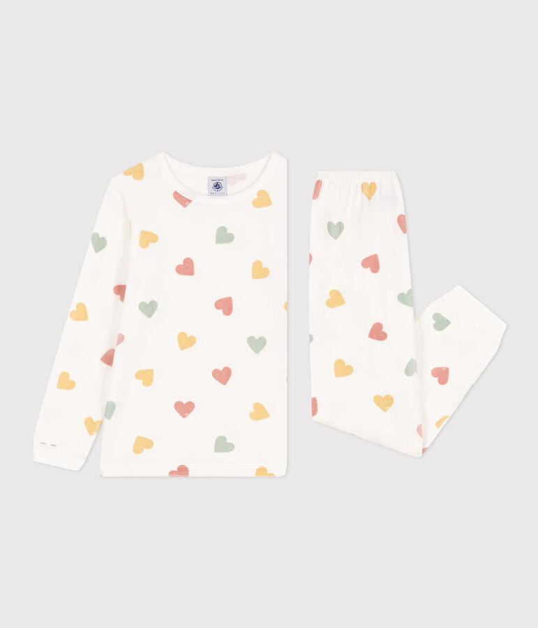 Pijama de terciopelo con coraz&oacute;n para ni&ntilde;a blanco/multicolor
