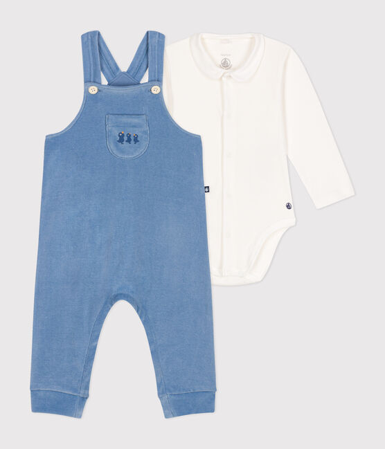 Conjunto de peto de terciopelo para bebé azul BEACH