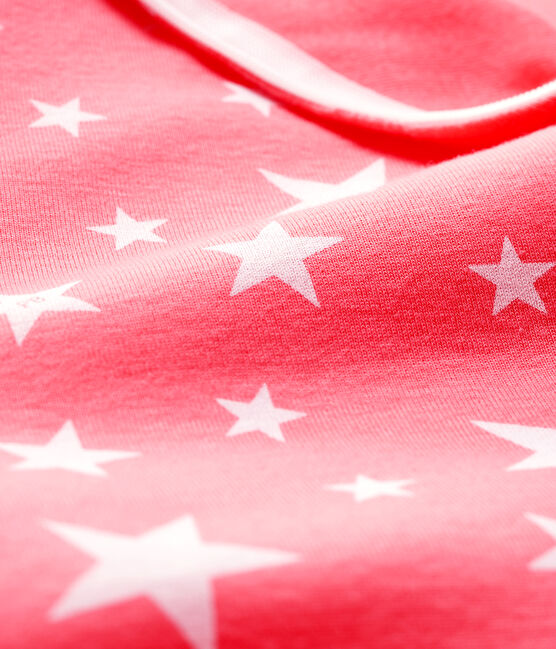 Pijama enterizo con cremallera de estrellas de algodón de bebé rosa PEACHY/blanco MARSHMALLOW