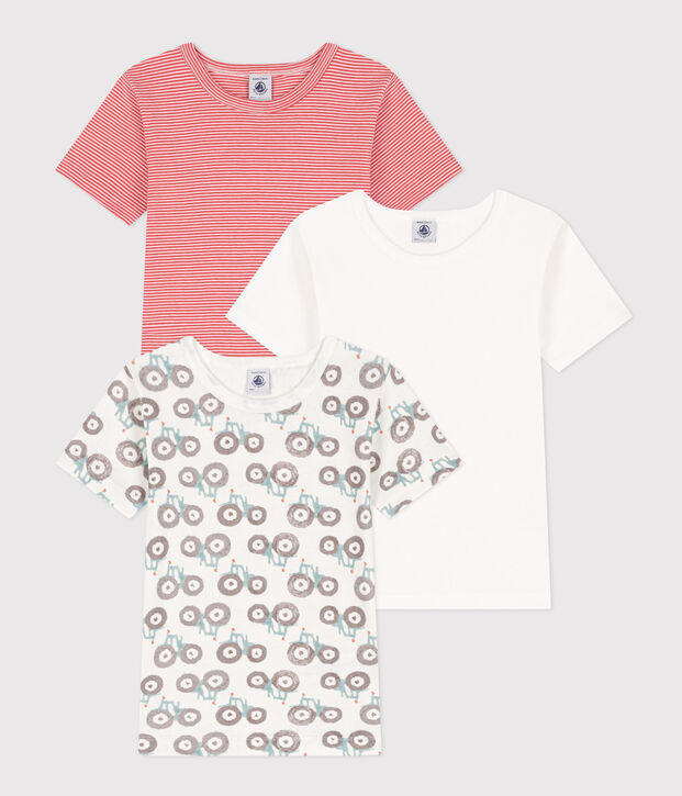 Juego de 3 camisetas de manga corta de algod&oacute;n tractor para ni&ntilde;o multicolor