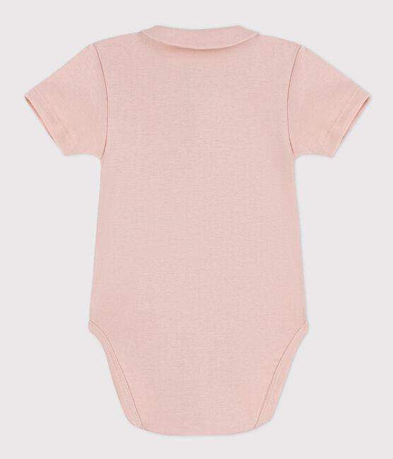 Body de algodón de manga corta con cuello para bebé rosa SALINE