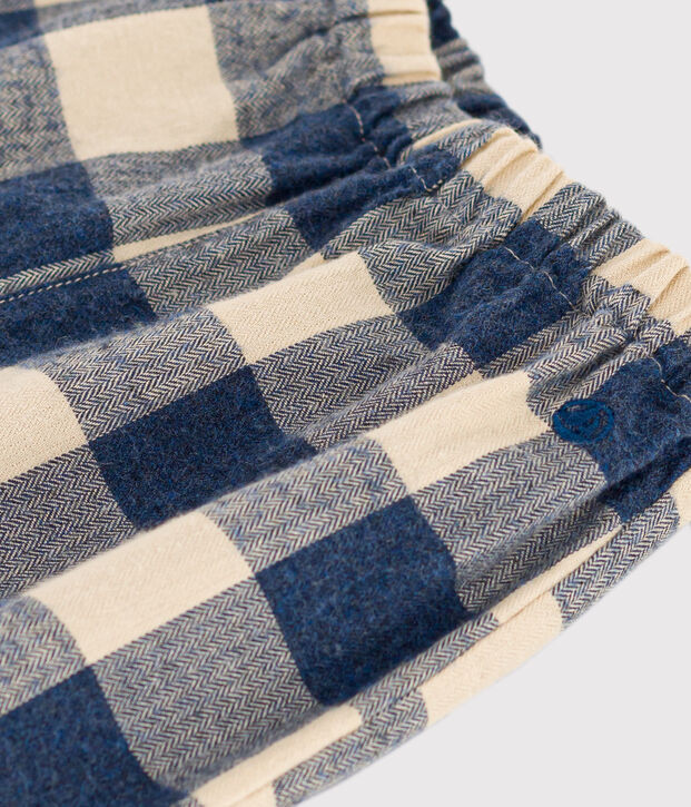 Pantal&oacute;n de franela a cuadros para beb&eacute; azul/crudo
