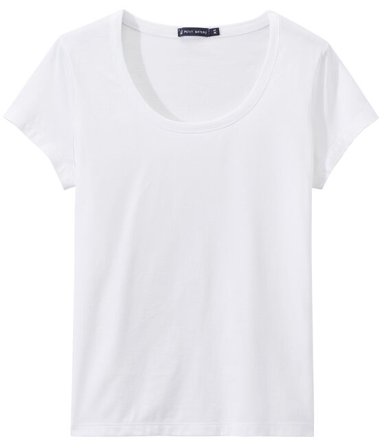 Camiseta en jersey ligero con cuello redondo para mujer blanco ECUME