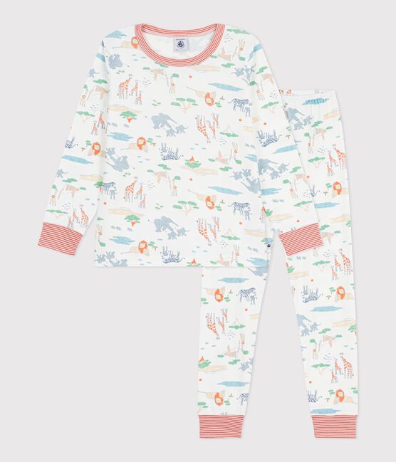 Pijama infantil de algodón con estampado de sabana blanco MARSHMALLOW/blanco MULTICO