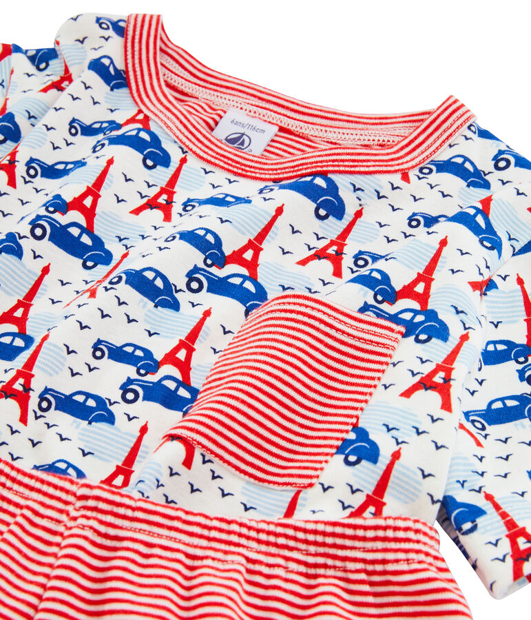 Pijama corto de punto para ni&ntilde;o blanco/multicolor