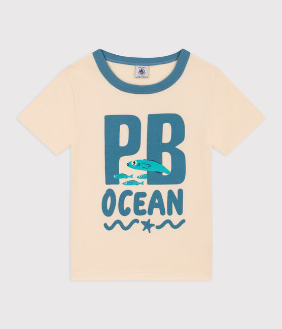Camiseta de algodón de manga corta para niño blanco AVALANCHE/ MULTICO