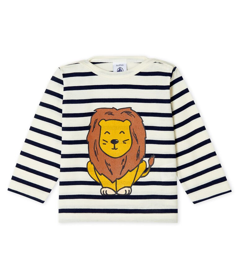 Camiseta marinera de creaci&oacute;n compartida de beb&eacute; unisex beige COQUILLE/azul SMOKING CN