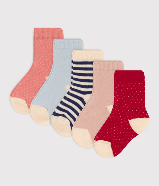 Juego de 5 pares de calcetines de punto de algodón con lunares para bebé variante 1