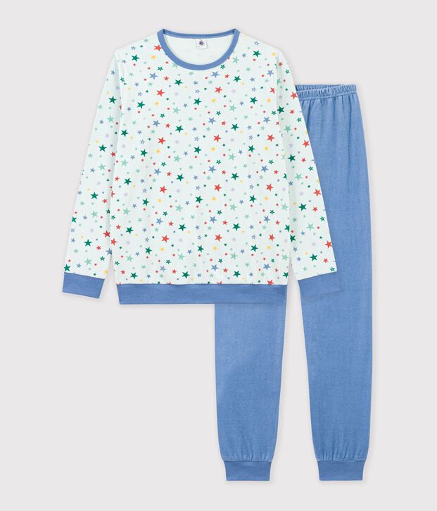Pijama infantil de terciopelo con estampado de estrellas azul/multicolor