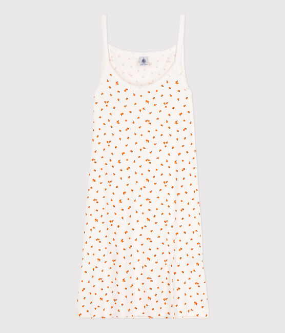 Camisón de algodón con naranjillas para mujer blanco MARSHMALLOW/blanco MULTICO