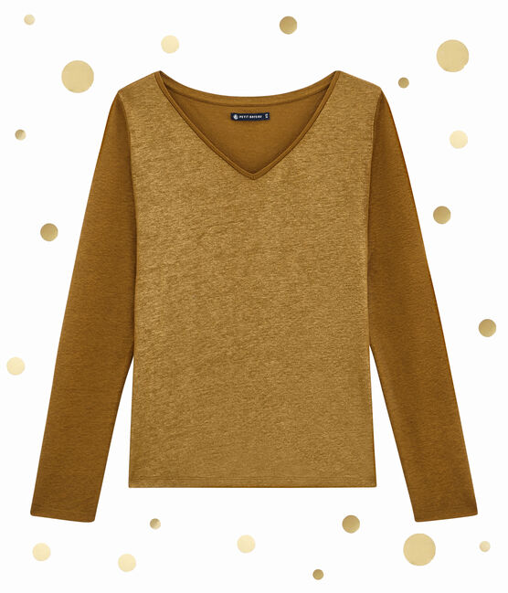 Camiseta de manga larga para mujer marron BRINDILLE/amarillo DORE