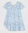 Vestido infantil de algodón estampado de manga corta azul MARSHMALLOW/ PORCELANA