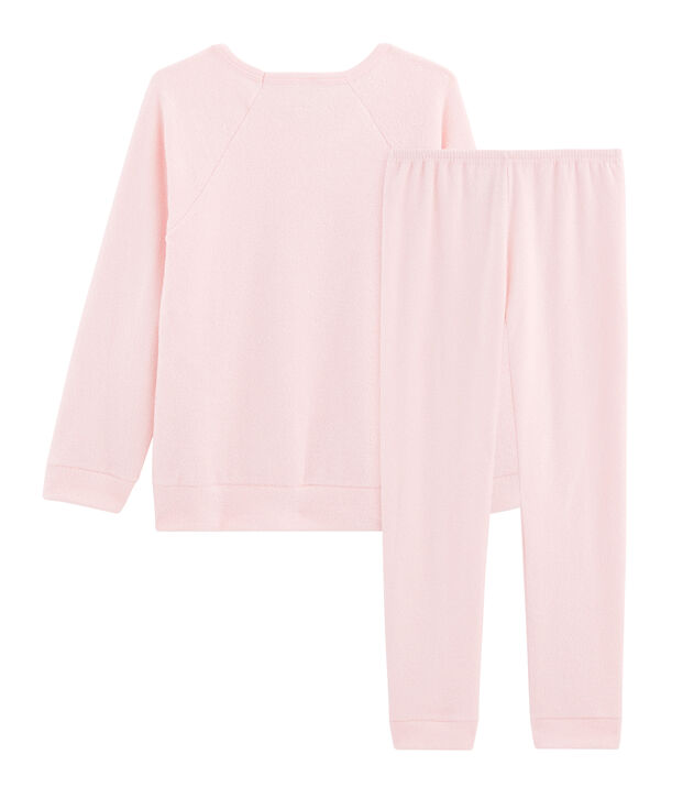 Pijama de rizo picado para ni&ntilde;a muy c&aacute;lido rosa