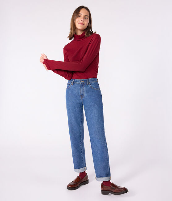 Camiseta de cuello alto Icónica de algodón para mujer AMARANTE