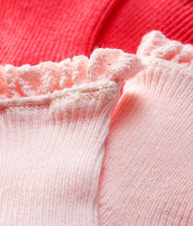 Lote de 2 pares de calcetines con encaje para beb&eacute; ni&ntilde;a rosa