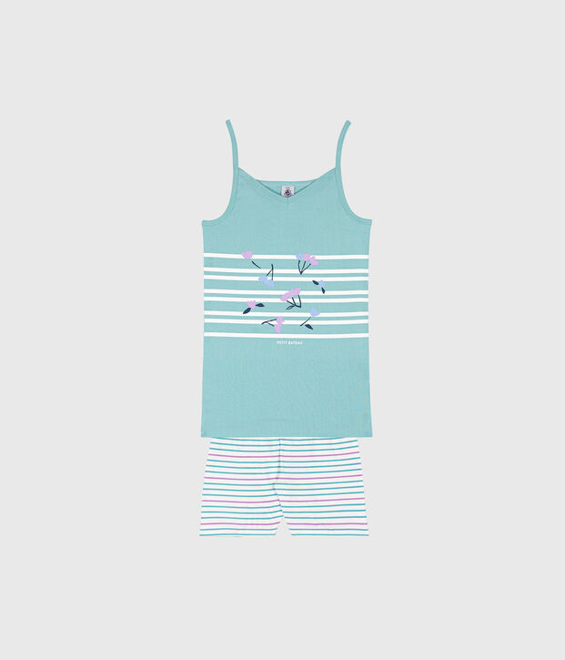 Pyjama short en c&ocirc;te verde/multicolor