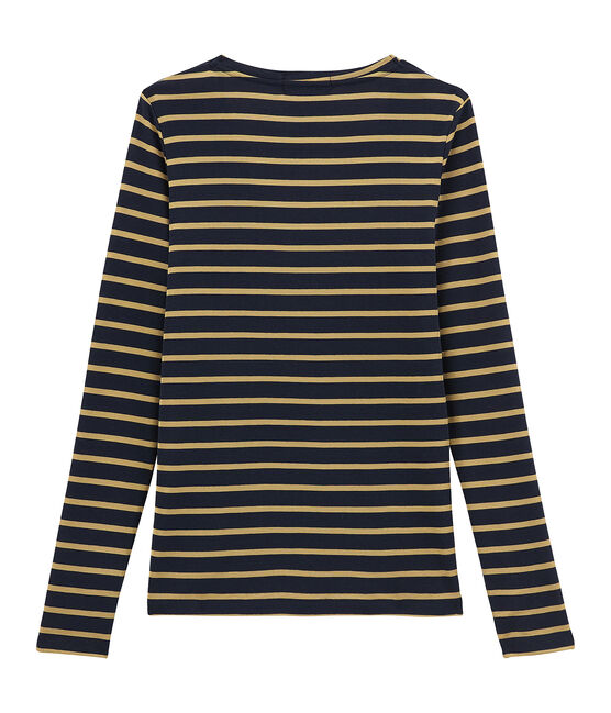 Camiseta de manga larga para mujer azul SMOKING/amarillo BRINDILLE SATIN