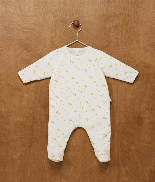 Pijama de algod&oacute;n con flores para beb&eacute; blanco/multicolor