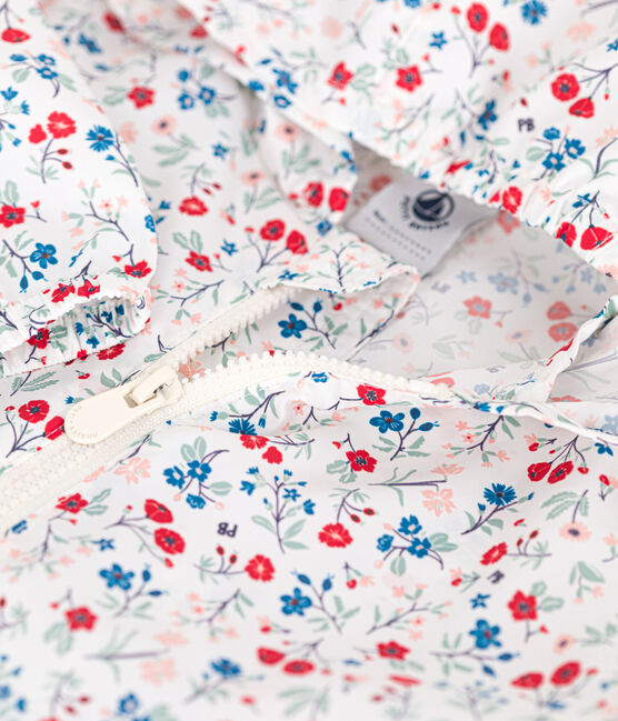 Cortavientos de poliéster anti-UV con estampado de flores para bebé blanco MARSHMALLOW/blanco MULTICO