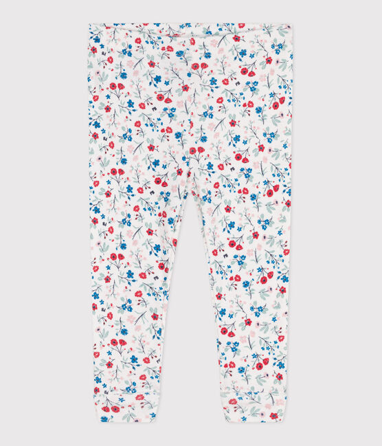 Leggings de algodón con estampado de flores para bebé blanco MARSHMALLOW/blanco MULTICO