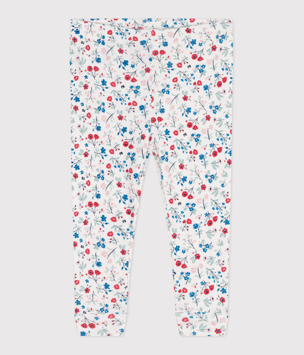 Leggings de algod&oacute;n con estampado de flores para beb&eacute; blanco/multicolor
