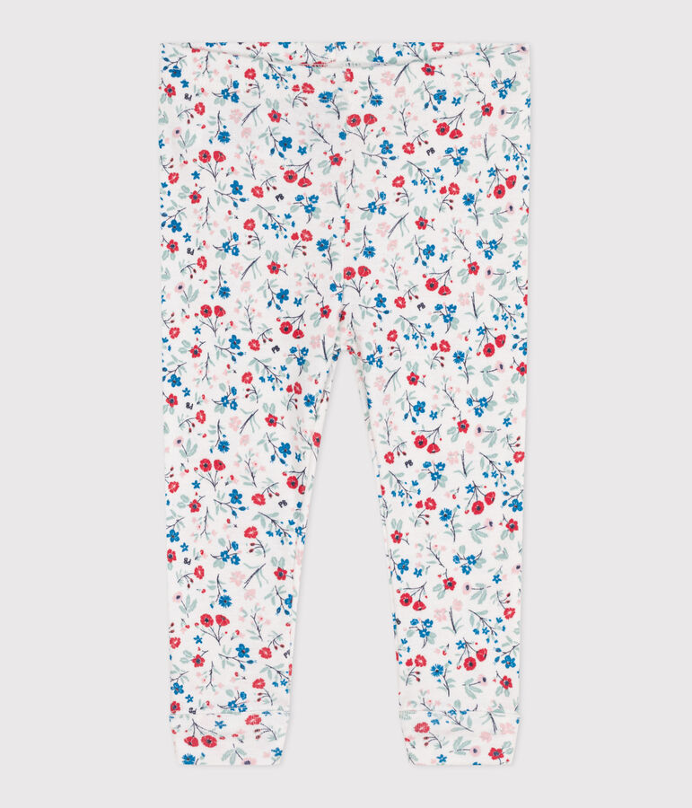 Leggings de algod&oacute;n con estampado de flores para beb&eacute; blanco MARSHMALLOW/blanco MULTICO