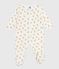 Pijama de terciopelo con estampado de leopardos para bebé blanco MARSHMALLOW/blanco MULTICO