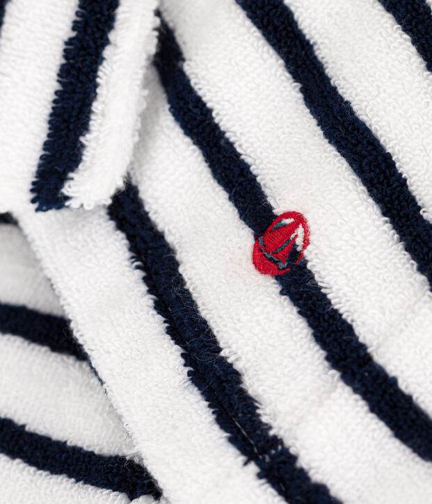 Albornoz de rizo a rayas para ni&ntilde;o/ni&ntilde;a blanco/azul