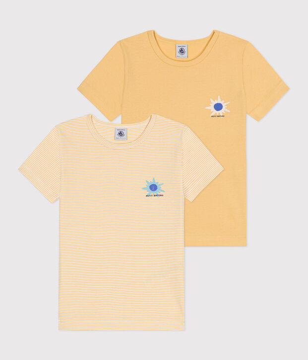 Juego de 2 camisetas infantiles de algod&oacute;n de manga corta multicolor