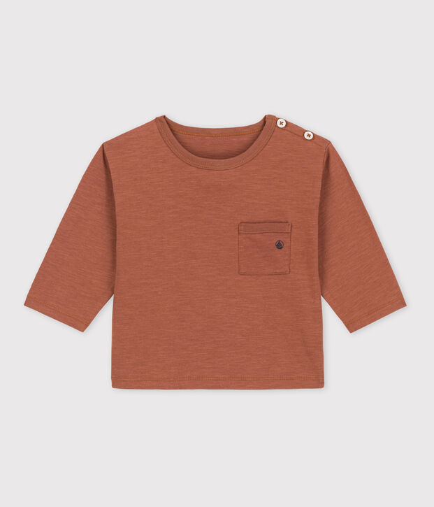 Camiseta de algod&oacute;n de manga larga para beb&eacute; marron