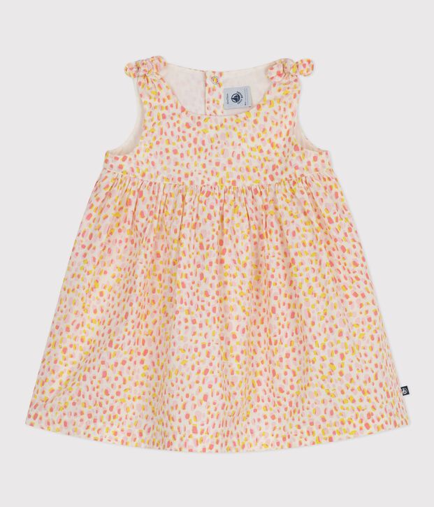 Vestido de algod&oacute;n sin mangas con estampado para beb&eacute; blanco/multicolor