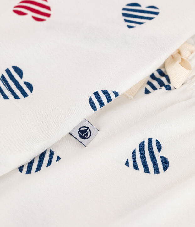 Pijama corto de algod&oacute;n con estampado de corazones para mujer blanco/multicolor