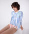 Cárdigan de algodón liso para mujer blanco MARSHMALLOW/azul PERSE