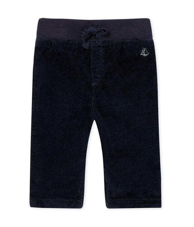 Pantal&oacute;n para beb&eacute; ni&ntilde;o de pana stretch forrado azul