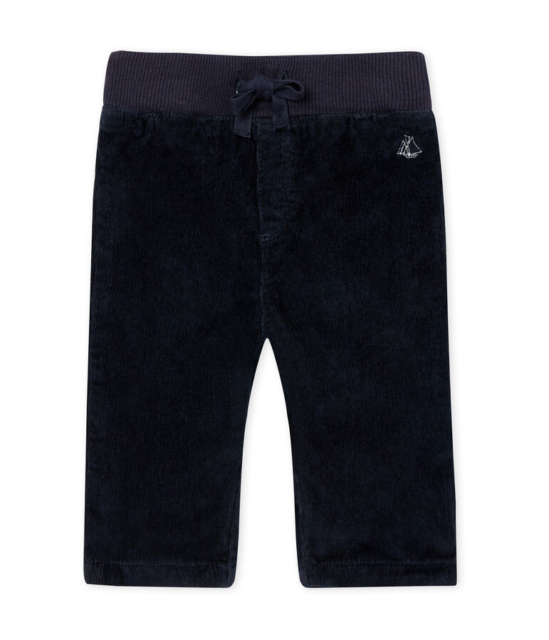 Pantal&oacute;n para beb&eacute; ni&ntilde;o de pana stretch forrado azul