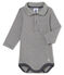 Body con cuello polo con la milrayas para bebé niño gris MAKI/blanco MARSHMALLOW