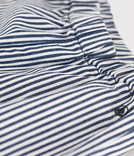 Pantalón de tela a rayas para bebé azul MEDIEVAL/blanco MARSHMALLOW