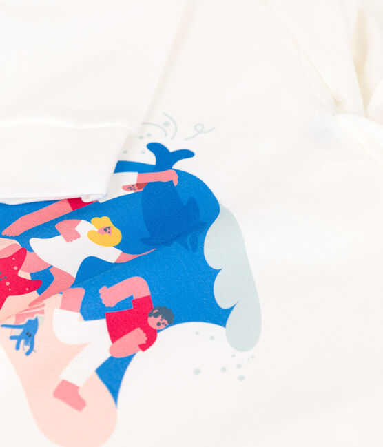 Sudadera de niño Petit Bateau x Water Family blanco MARSHMALLOW