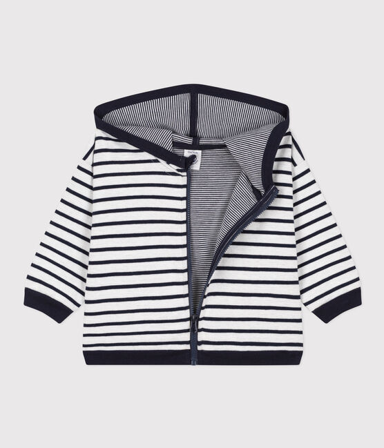 Sudadera con capucha de jersey grueso para bebé blanco MARSHMALLOW/azul SMOKING