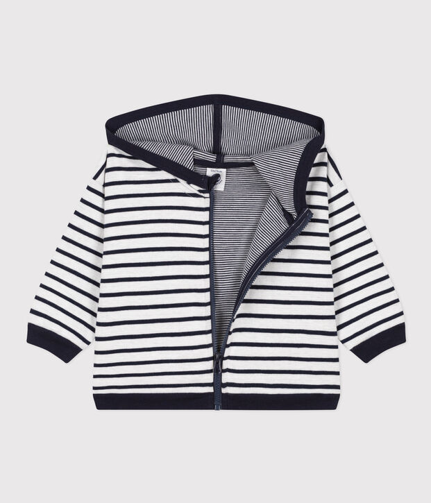 Sudadera con capucha de jersey grueso para beb&eacute; blanco/azul