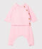 Conjunto de dos piezas para bebé niño, lana merinos y poliéster rosa FLEUR