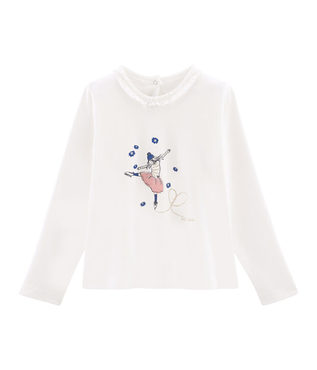 Camiseta de manga larga para ni&ntilde;a blanco