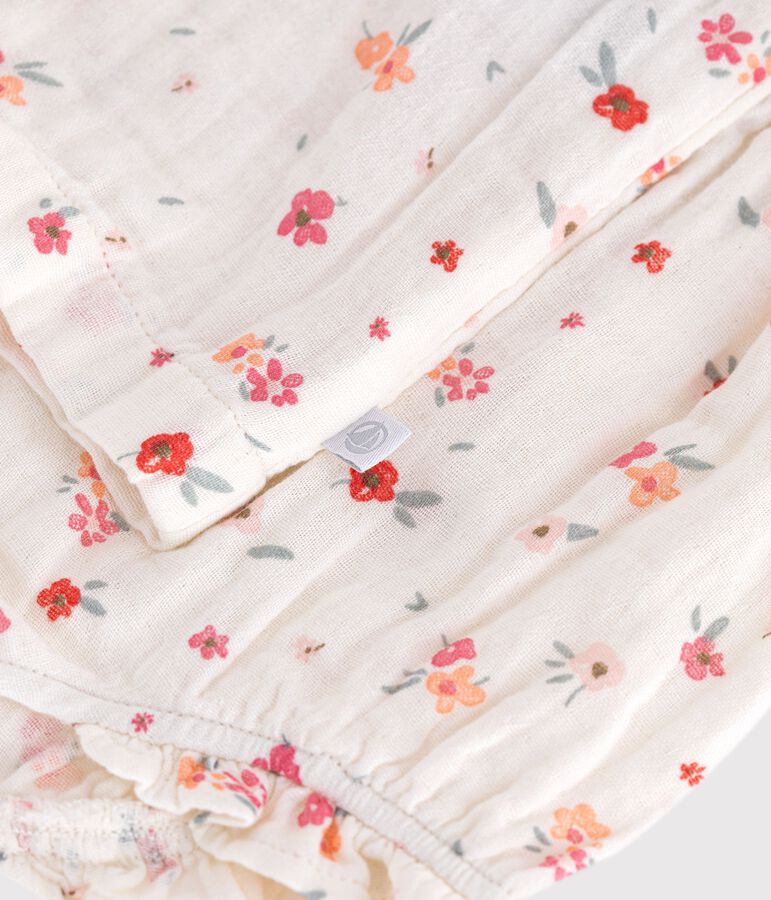 Vestido de beb&eacute; sin mangas en algod&oacute;n estampado blanco/multicolor