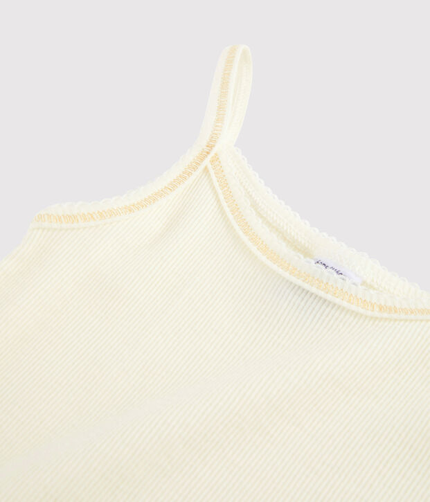 Camisa con tirantes de ni&ntilde;a peque&ntilde;a de algod&oacute;n y lana blanco