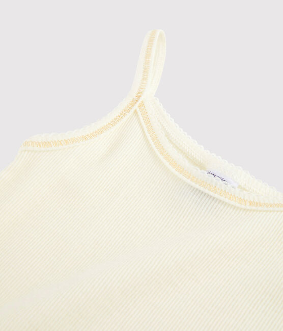 Camisa de tirantes de algodón y lana de niña blanco MARSHMALLOW