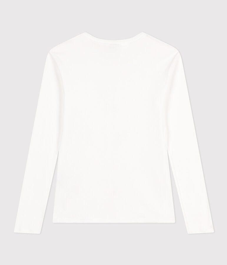 Camiseta Iconique de manga larga de punto liso para mujer blanco