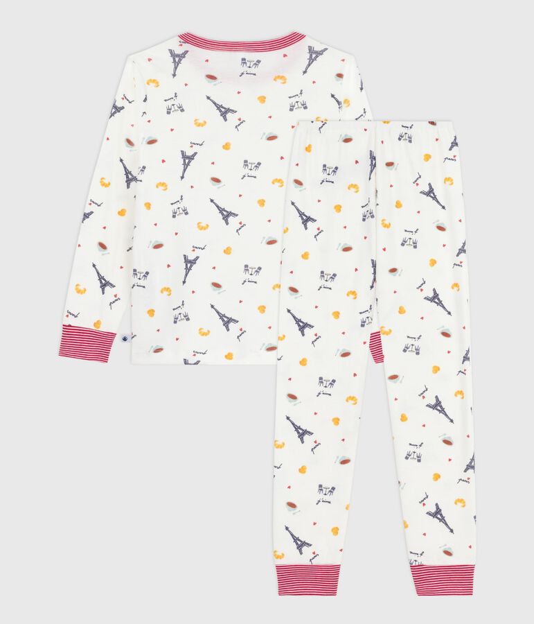 Pijama infantil de algod&oacute;n con estampado de Par&iacute;s blanco/multicolor
