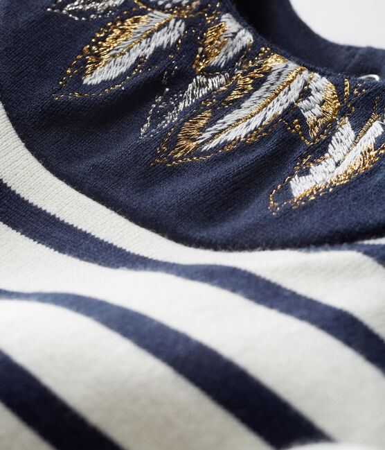 Jersey marinero renovado para bebé niña beige COQUILLE/azul SMOKING CN